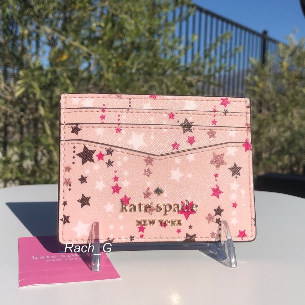 Kate Spade Twinkle Printed Stars Small Slim Card Holder - Picture 2 of 4